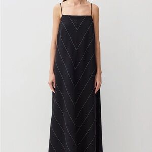 Mavi Black Maxi Dress with Subtle Stripes